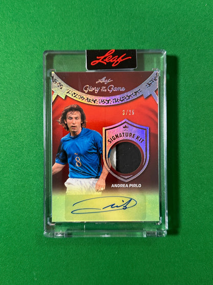 Andrea Pirlo Autograph Relic 3/25 Italy Leaf Glory of the Game 2026 football card Front