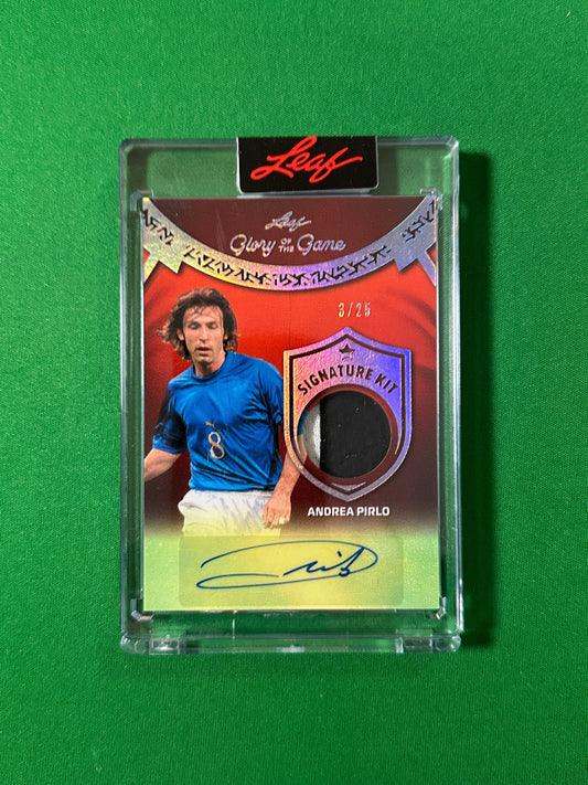 Andrea Pirlo Autograph Relic 3/25 Italy Leaf Glory of the Game 2026 football card Front