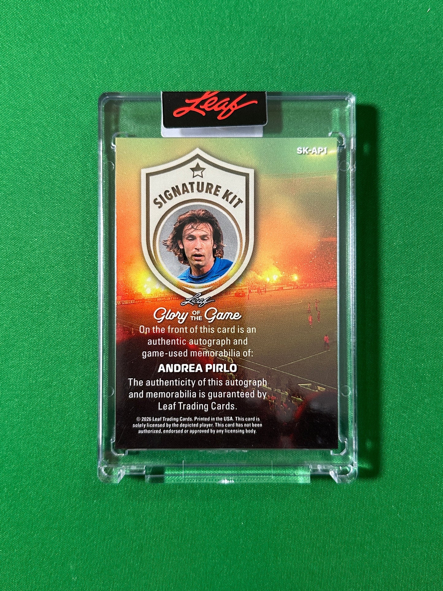 Andrea Pirlo Autograph Relic 3/25 Italy Leaf Glory of the Game 2026 football card back