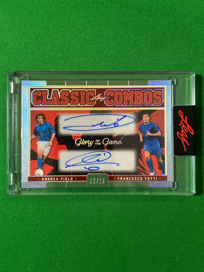 Andrea Pirlo & Francesco Totti Autograph 12/15 Italy Leaf Glory of the Game 2026 football card Front