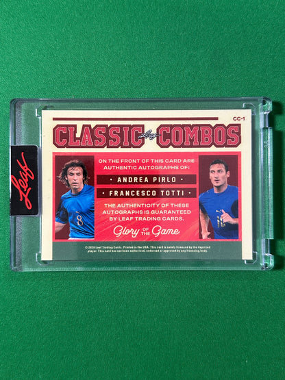 Andrea Pirlo & Francesco Totti Autograph 12/15 Italy Leaf Glory of the Game 2026 football card back
