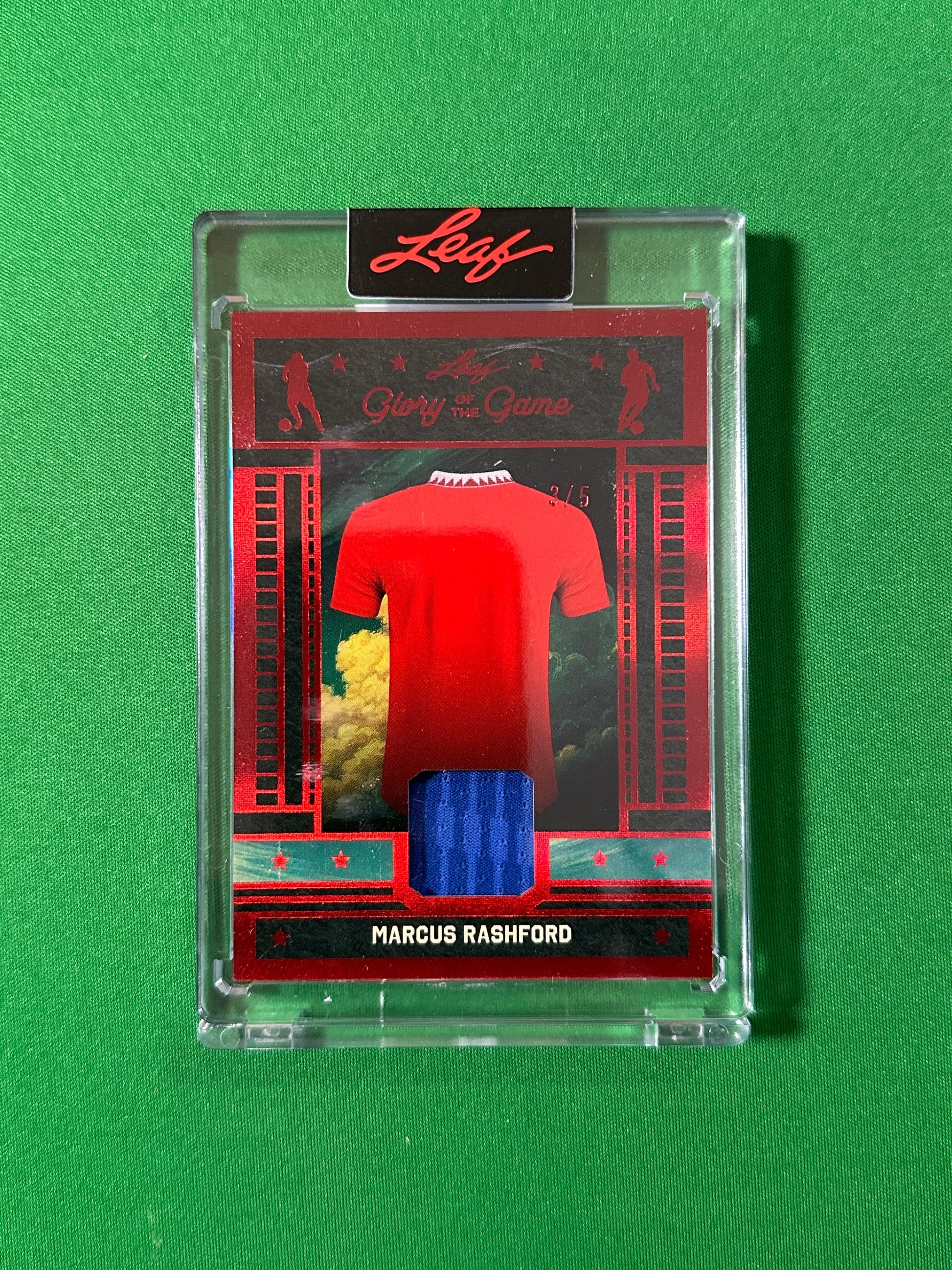 Marcus Rashford Relic 2/5 Manchester United Leaf Glory of the Game 2026 football card Front
