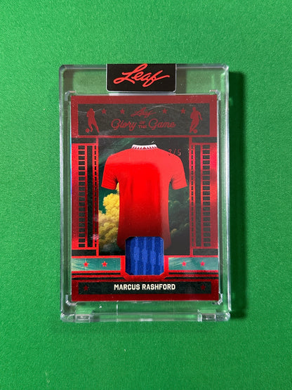 Marcus Rashford Relic 2/5 Manchester United Leaf Glory of the Game 2026 football card Front