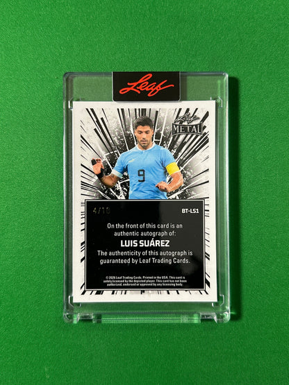 Luis Suárez Autograph 4/10 Uruguay Leaf Glory of the Game 2026 football card back
