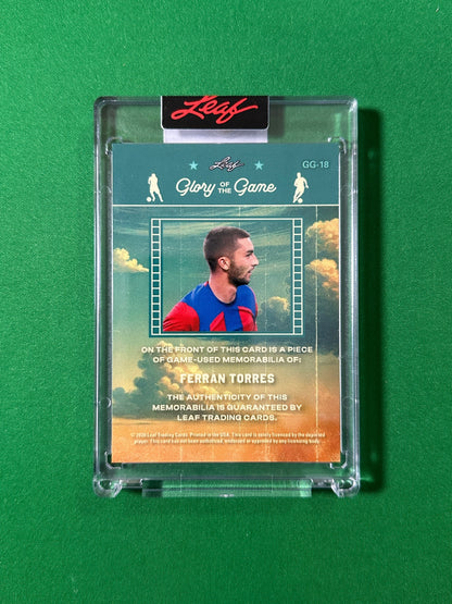 Ferran Torres Relic 6/20 FC Barcelona Leaf Glory of the Game 2026 football card back