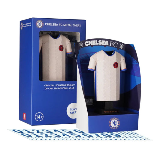 Chelsea 24/25 metal away shirt with packaging and decal sheet for customisation.