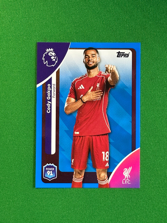 Cody Gakpo Blue Parallel Base - Topps Premier League 2026