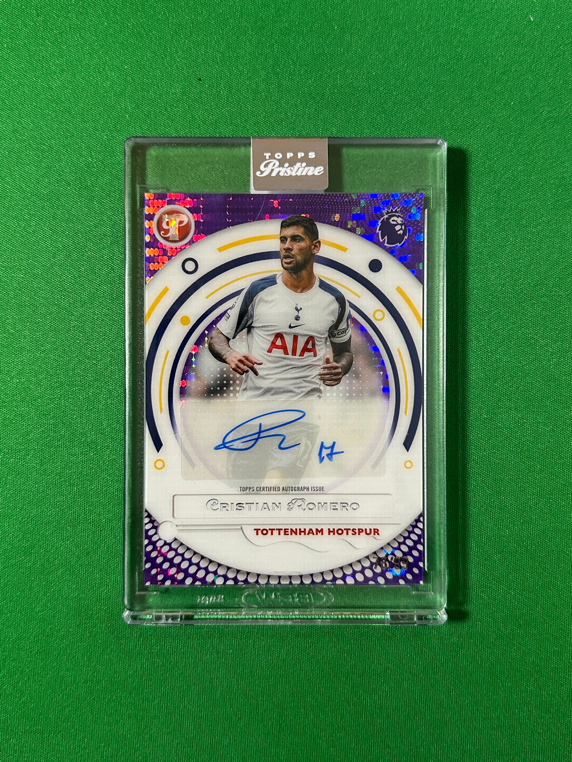 Cristian Romero Autograph 78/99 Tottenham Hotspur Topps PL Pristine 2025/26 football card