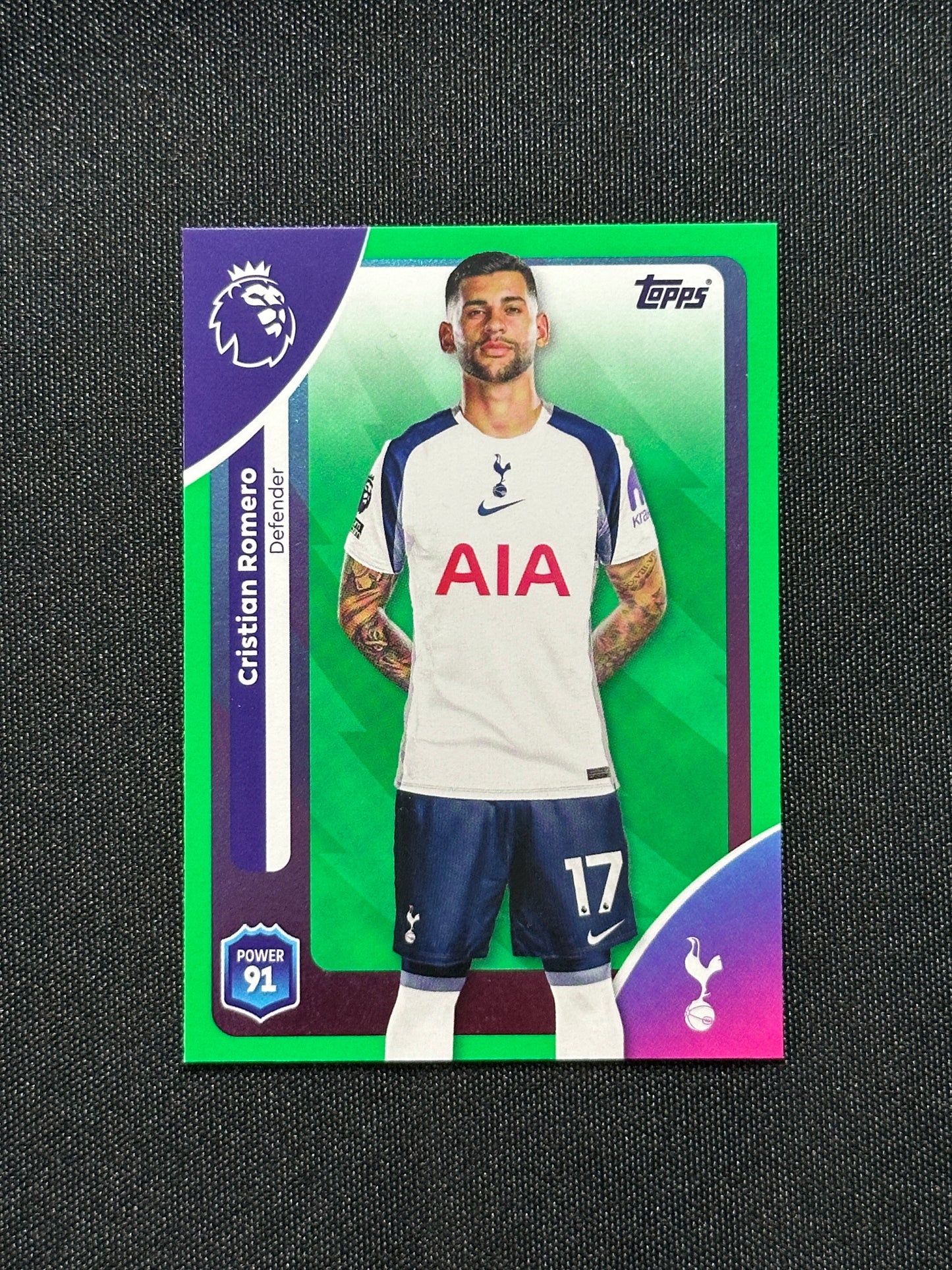Cristian Romero Green Parallel Base - Topps Premier League 2026