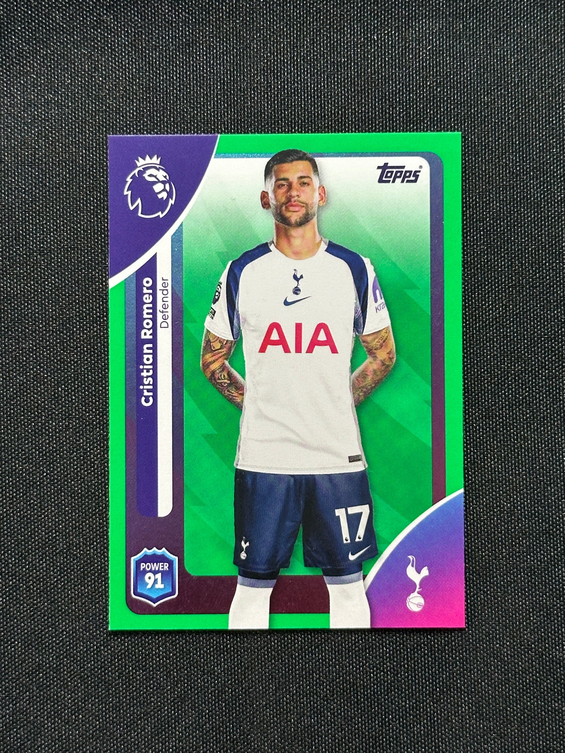 Cristian Romero Green Parallel Base - Topps Premier League 2026