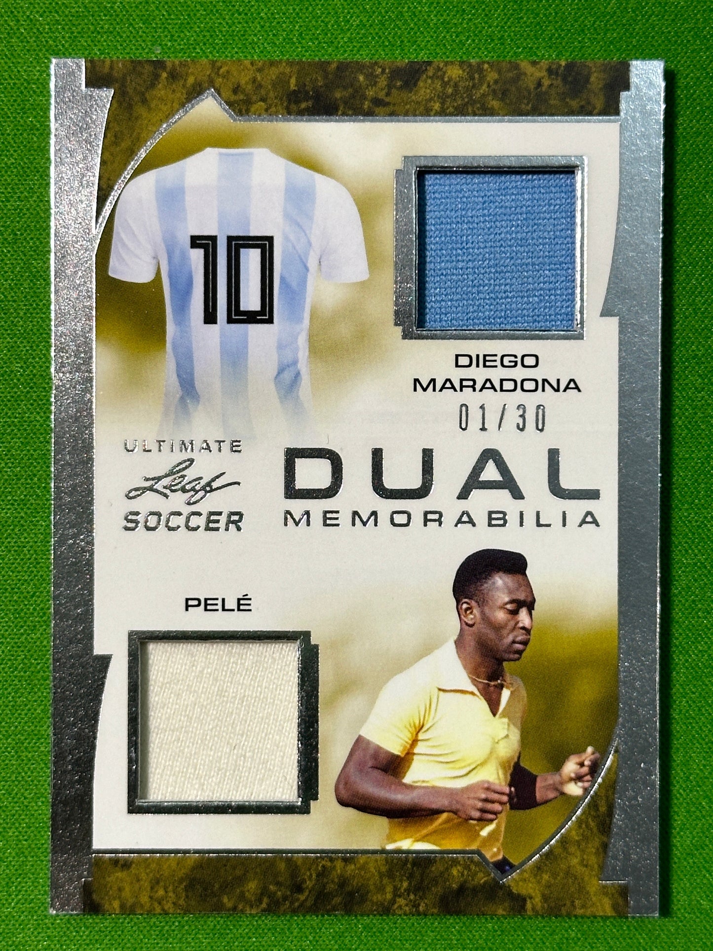 Diego-Maradona-Pele-Game-Used-Dual-Memorabilia-01-30-Leaf-Ultimate-Soccer-20222