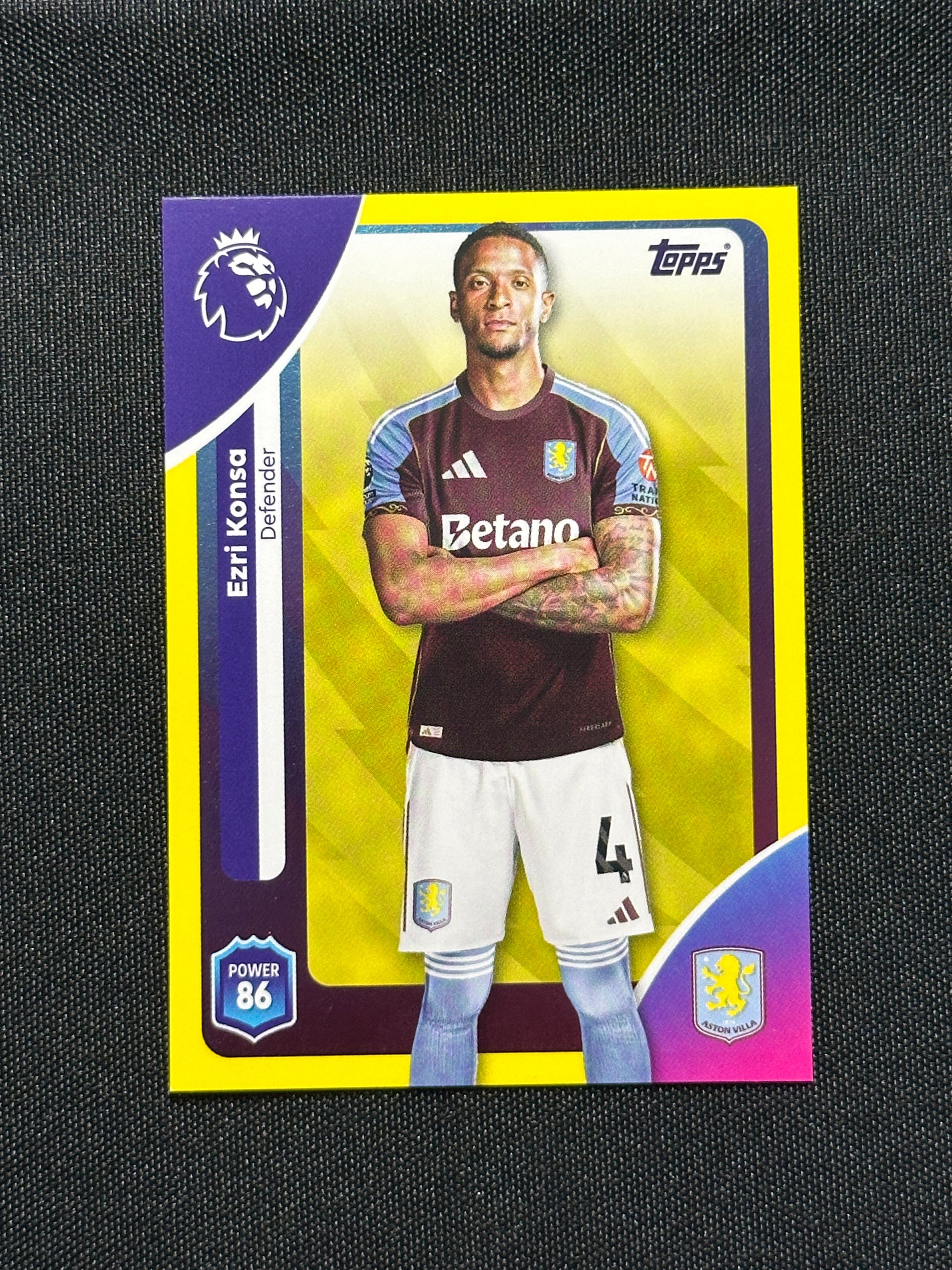Ezri Konsa Yellow Parallel Base - Topps Premier League 2026