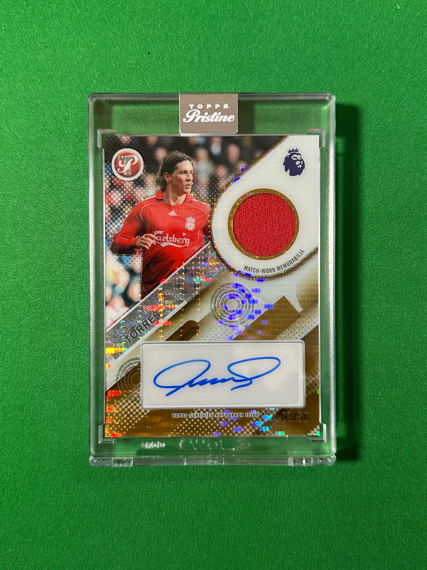 Fernando Torres Autograph Relic 03/50 Liverpool FC Topps PL Pristine 2025/26 football card