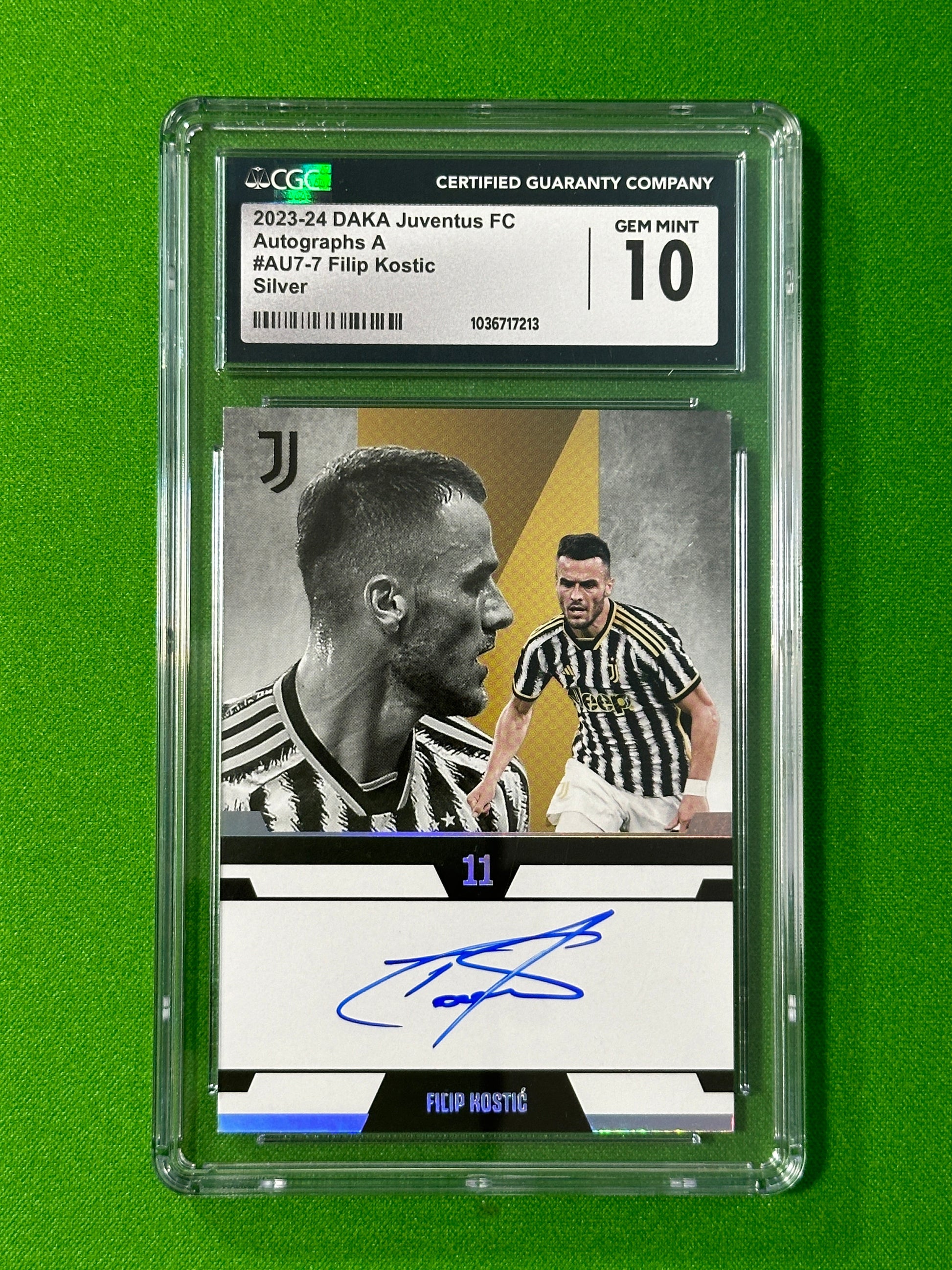 Filip Kostic On-Card Autograph 73/90 - DAKA Juventus 2023/24 - CGC Grade 10 Front