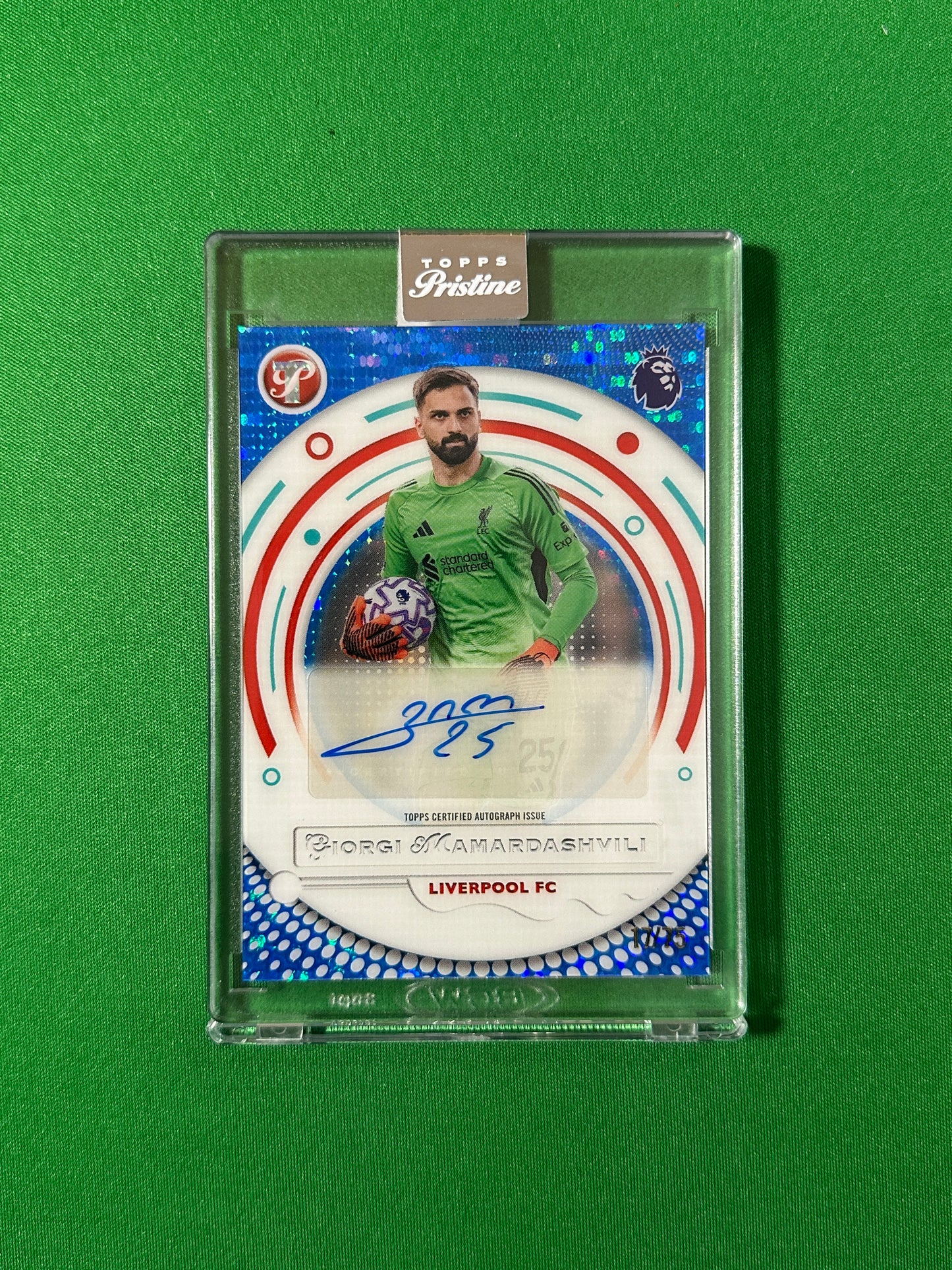 Giorgi Mamardashvili Autograph 17/75 Liverpool FC Topps PL Pristine 2025/26 football card