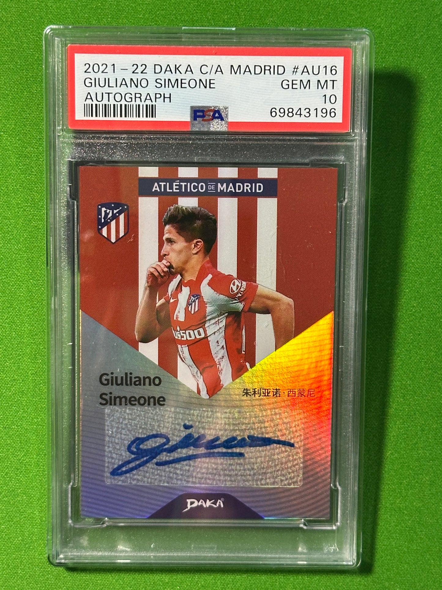 Giuliano Simeone Autograph 05/50 - DAKA Belgium 2021-22 - CGC 10