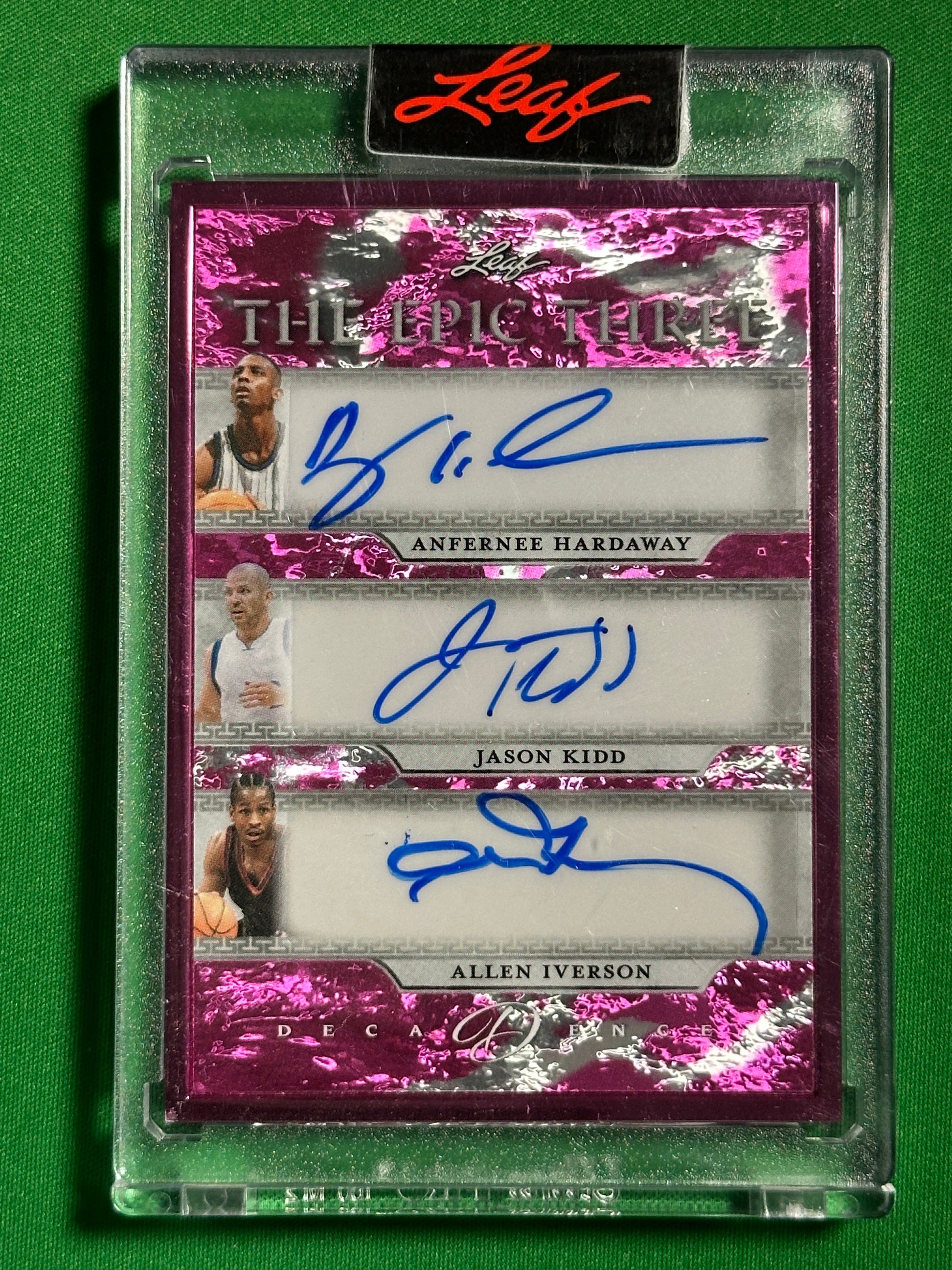 Hardaway, Kidd & Iverson Triple Autograph 3/3 - Leaf Decadence 2024 Front