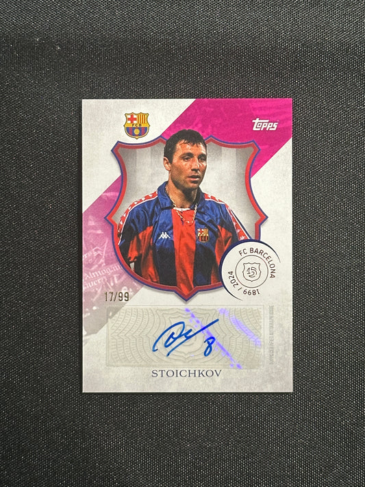 Hristo Stoichkov Autograph 17/99 - Topps Barcelona 125