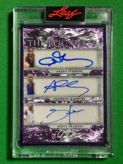 Iverson, Marbury & Francis Triple Autograph - Leaf Decadence 2024 Front