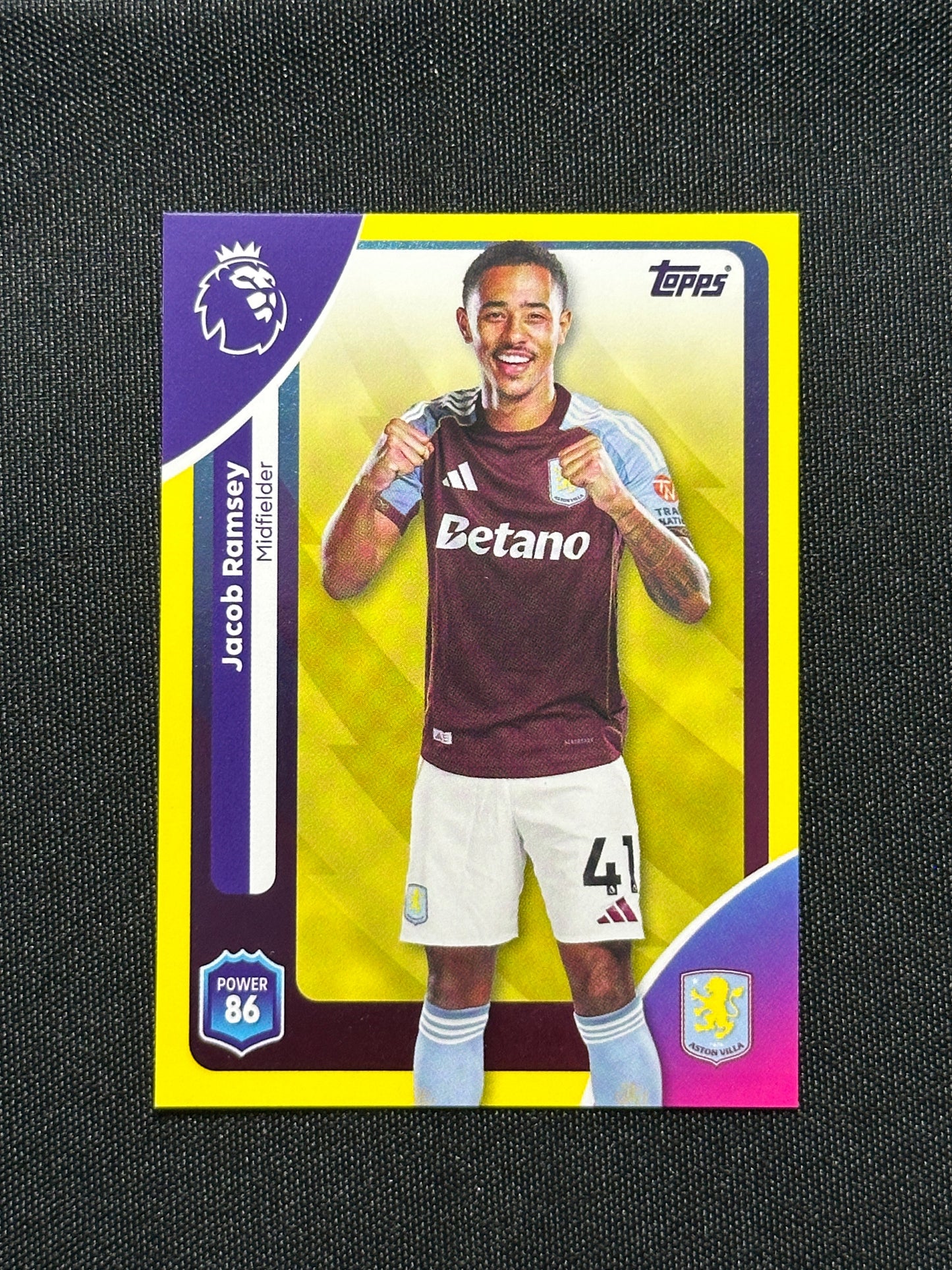 Jacob Ramsey Yellow Parallel Base - Topps Premier League 2026