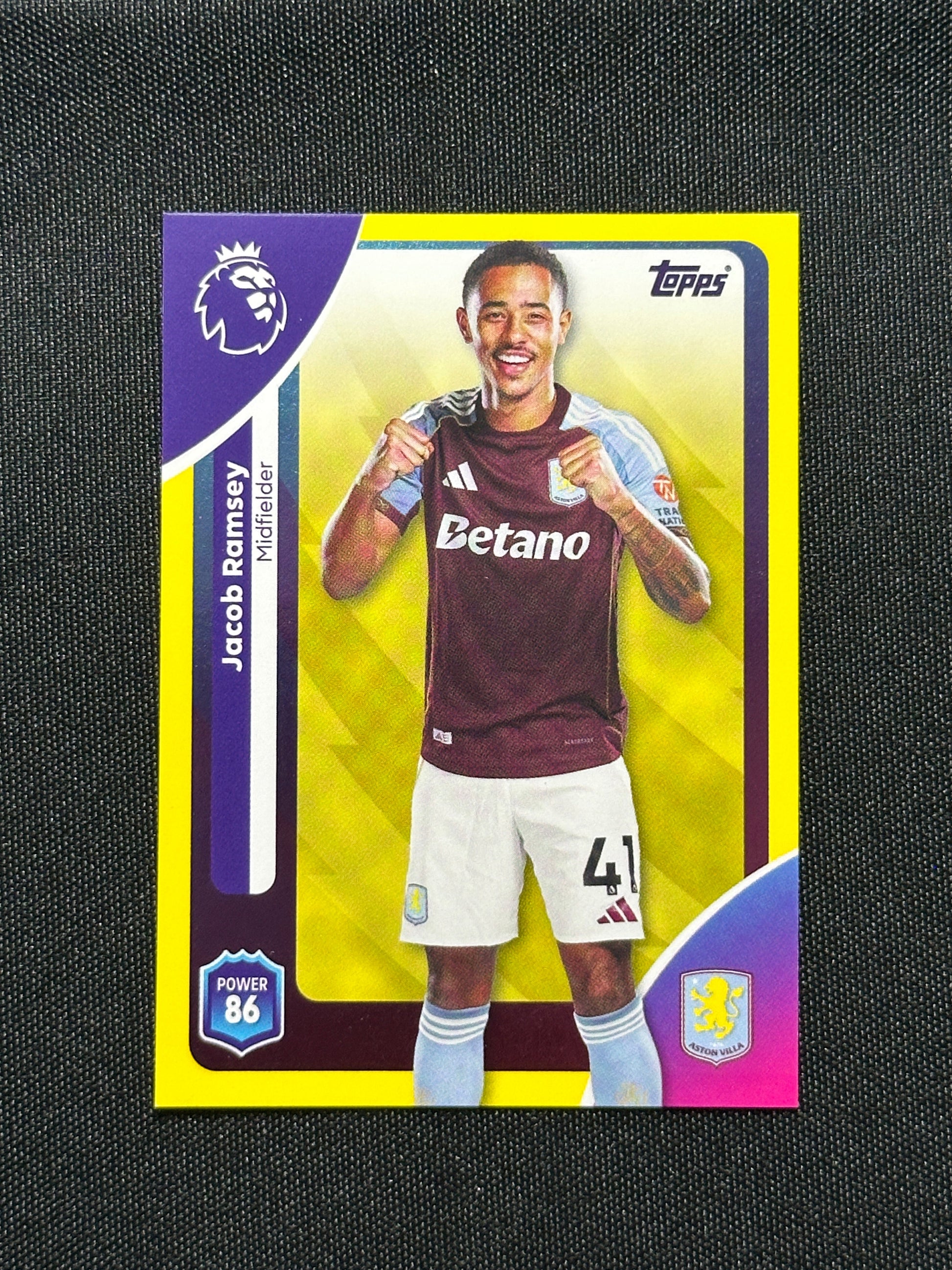 Jacob Ramsey Yellow Parallel Base - Topps Premier League 2026