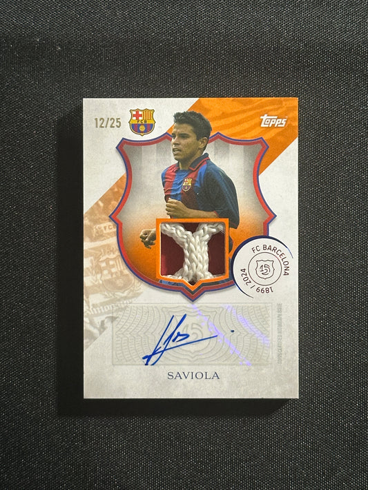 Javier Saviola Autograph 12/25 - Topps Barcelona 125