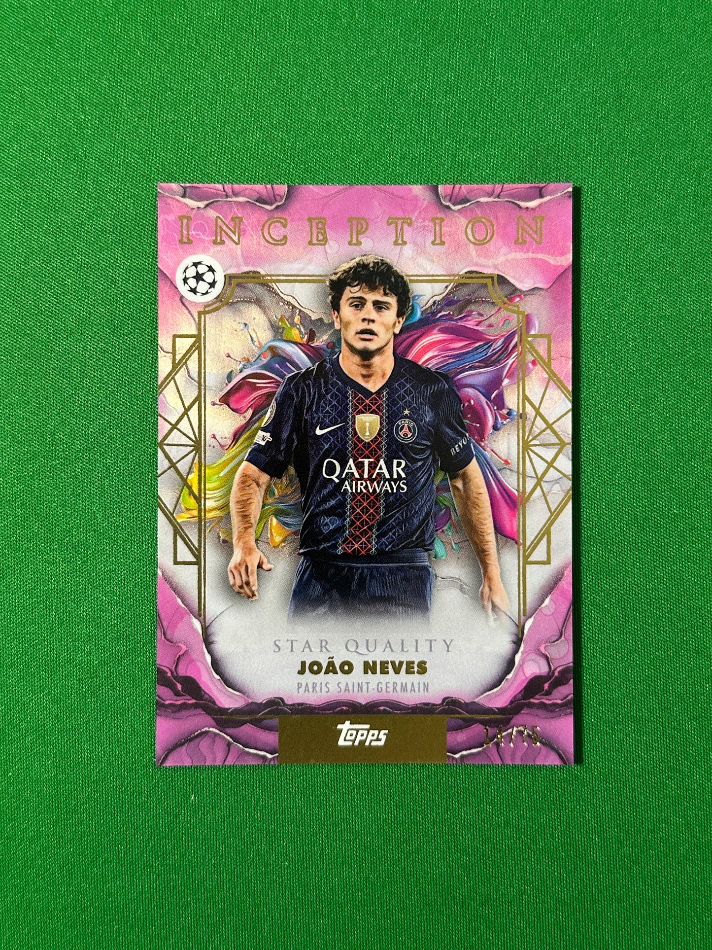 João Neves Parallel 14/75 Paris Saint-Germain Topps PL Inception 2025/26 football card