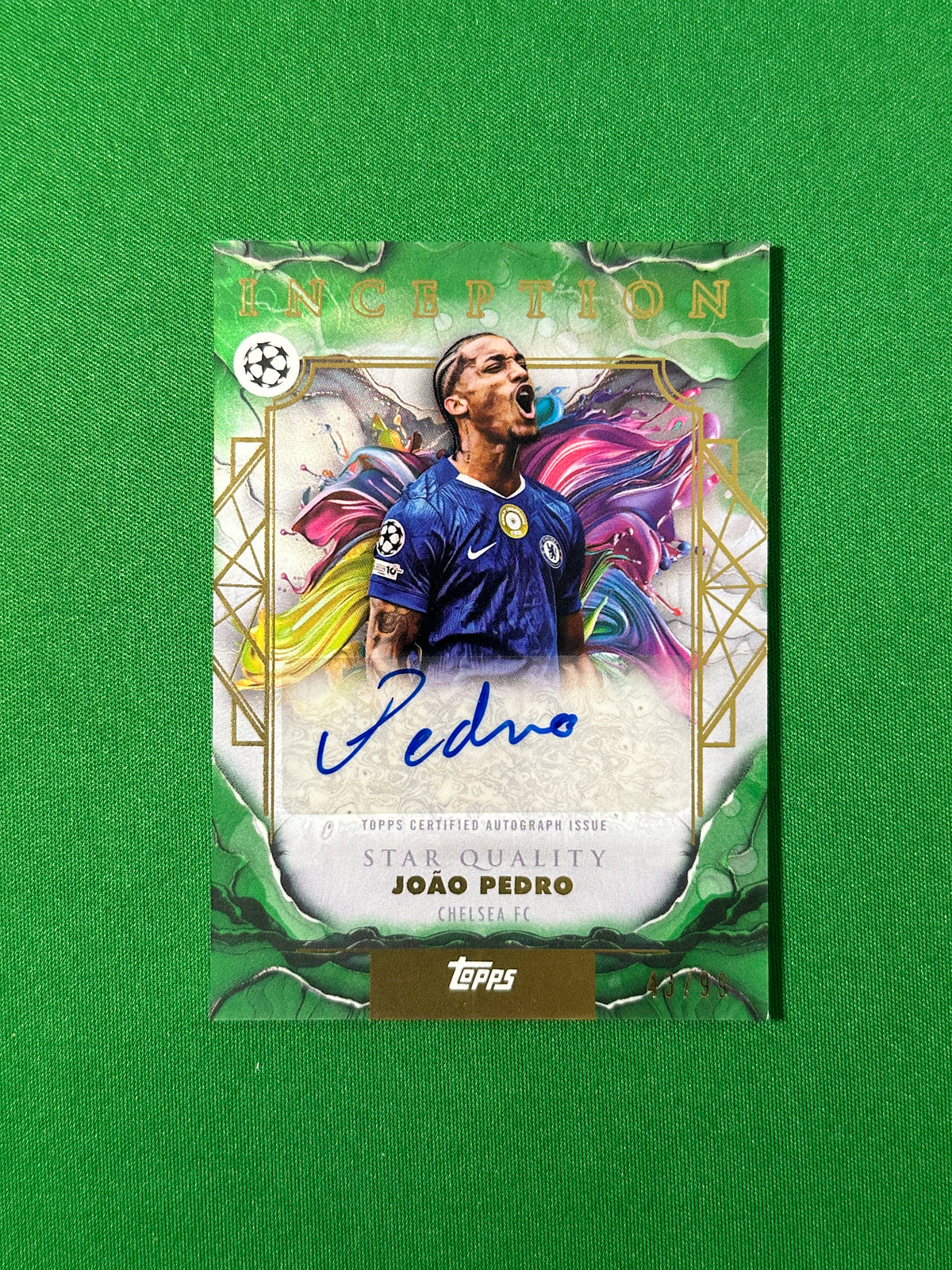 João Pedro Autograph 43/99 Chelsea FC Topps PL Inception 2025/26 football card