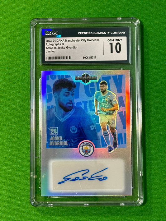 Josko Gvardiol Autograph 01/14 - DAKA Manchester City Holocene 2023/24 - CGC Grade 10