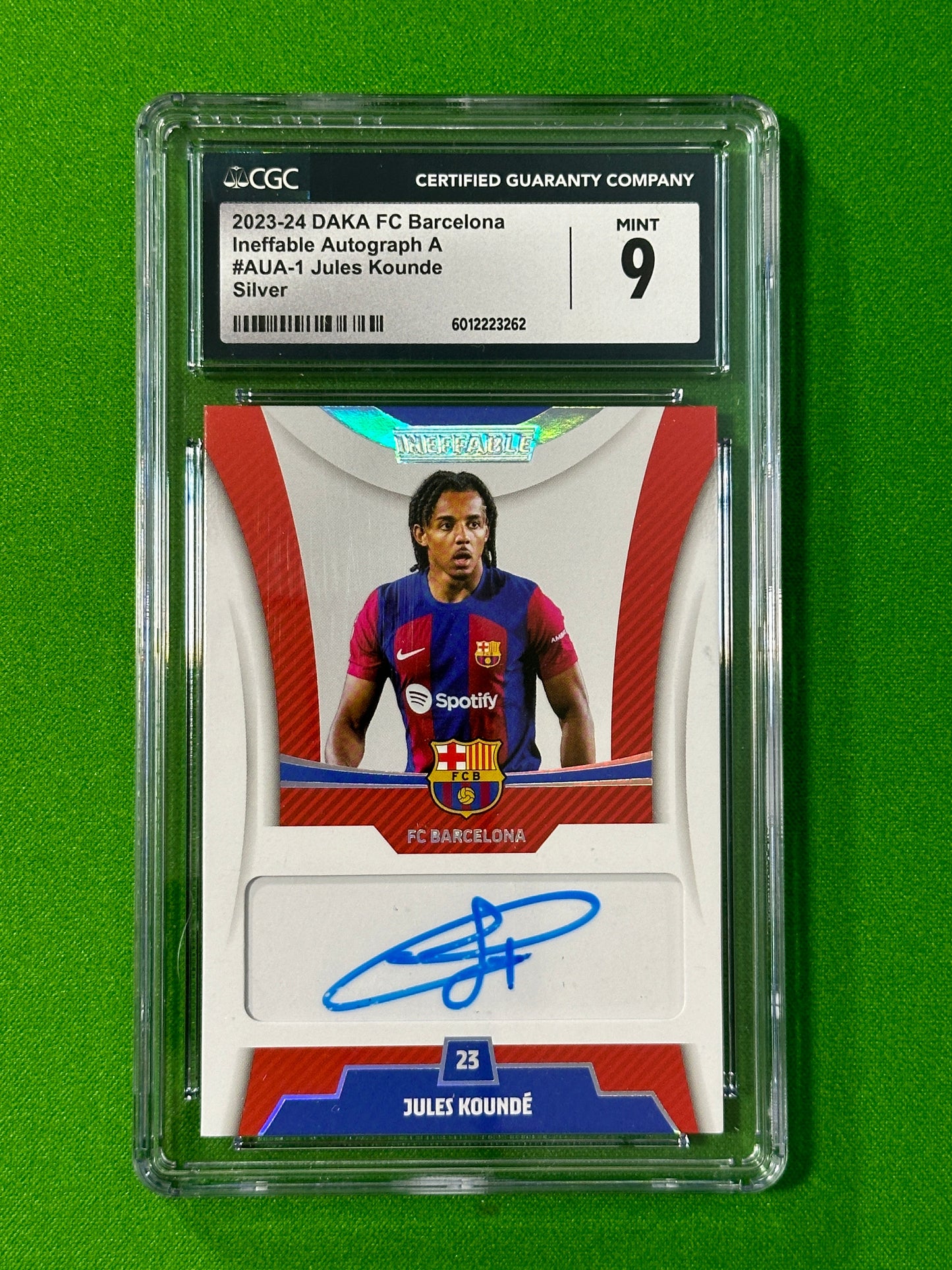 Jules Kounde Autograph 27/40 - DAKA Barcelona One & Two 2023/24 - CGC Grade 9 Front