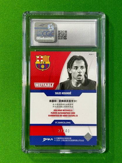 Jules Kounde Autograph 27/40 - DAKA Barcelona One & Two 2023/24 - CGC Grade 9 Back