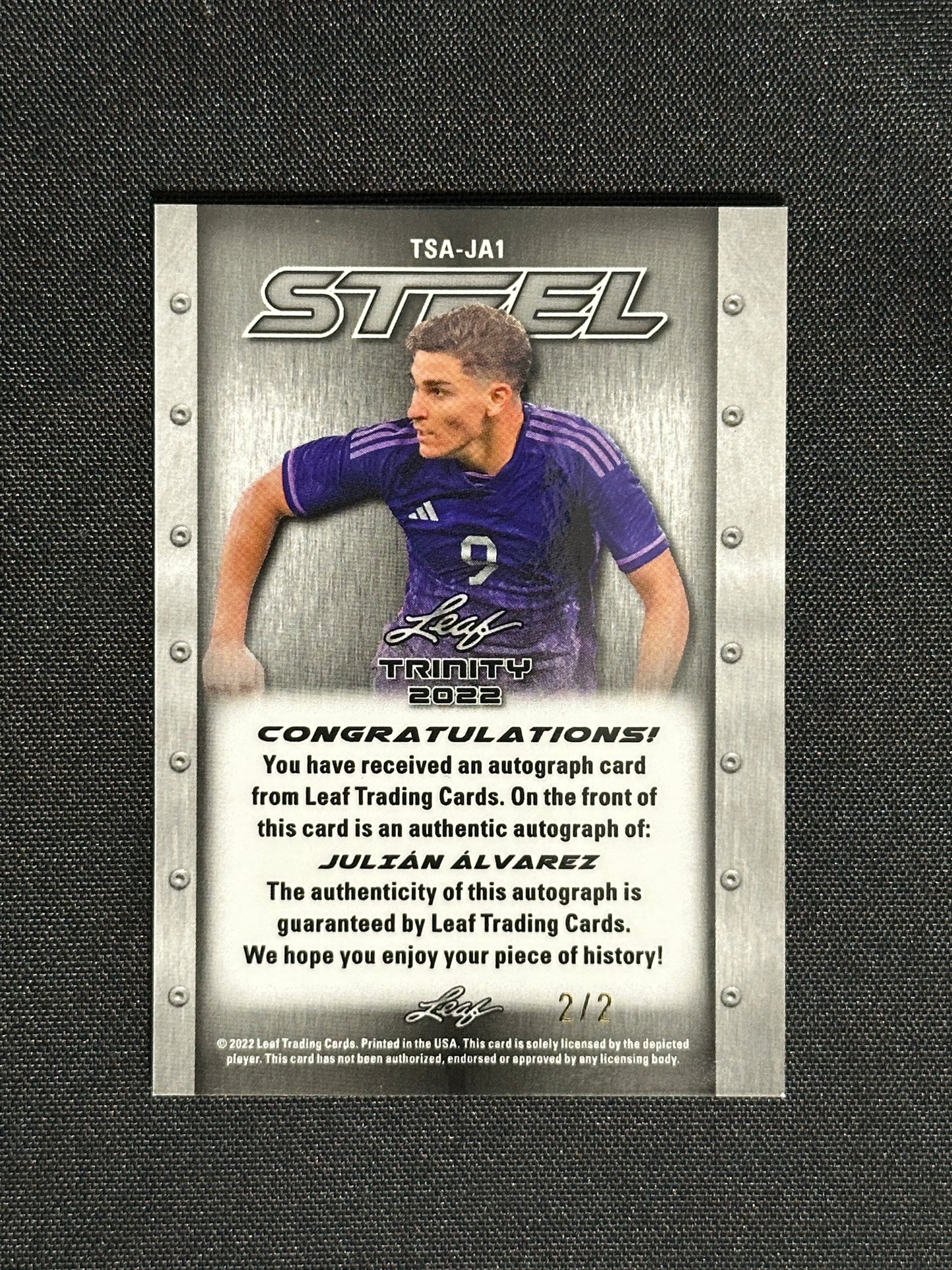 Julian Alvarez Autograph 2/2 - Leaf Trinity 2022