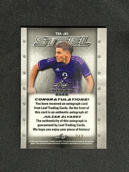 Julian Alvarez Autograph 2/2 - Leaf Trinity 2022