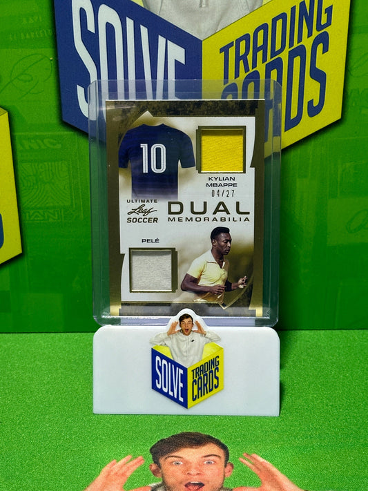 Kylian-Mbappe-Pele-Dual-Game-Used-Memorabilia-04-27-Leaf-Ultimate-Soccer-2022