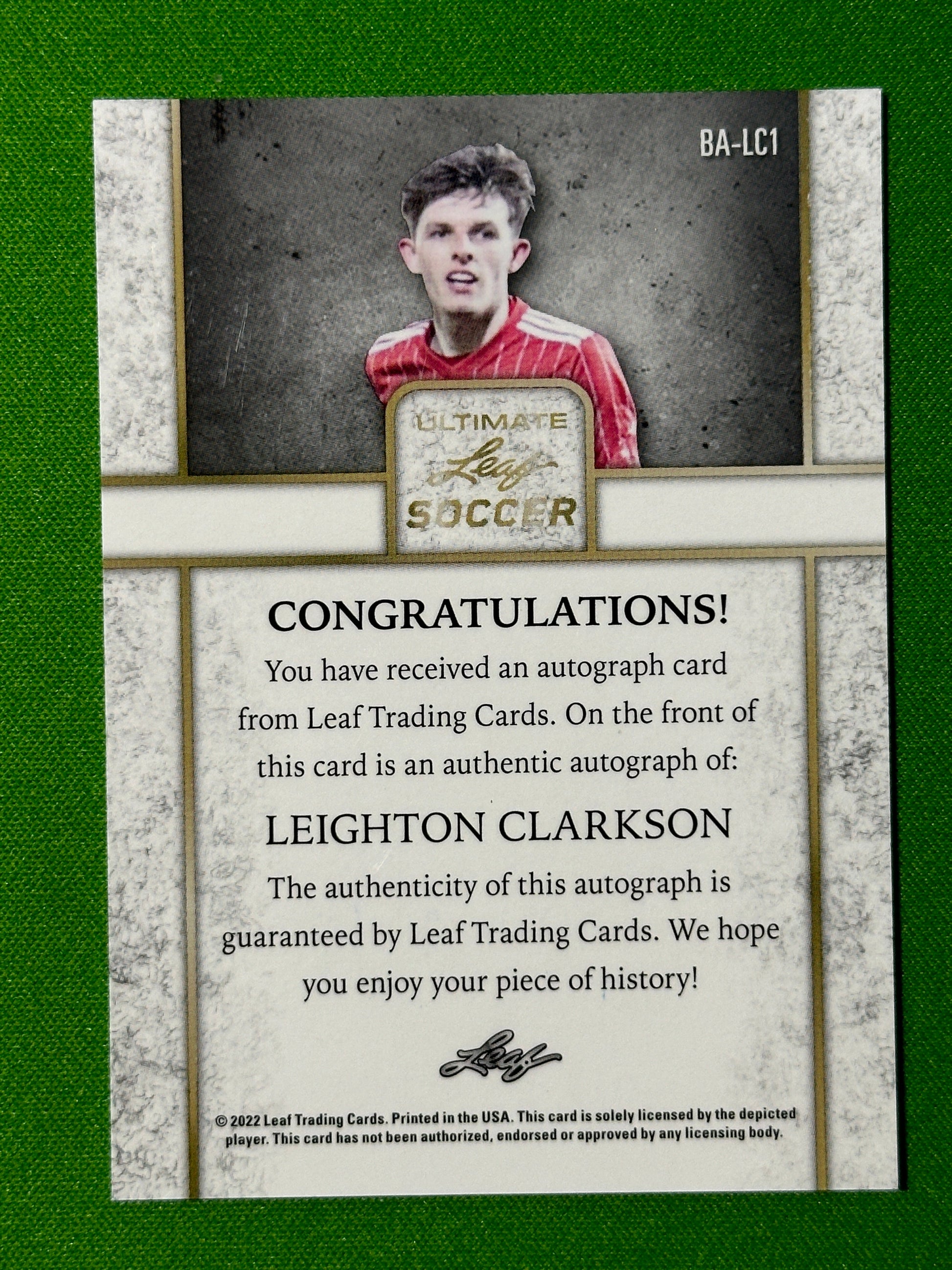 Leighton-Clarkson-Autograph-1-7-Rookie-Leaf-Ultimate-Soccer-20223