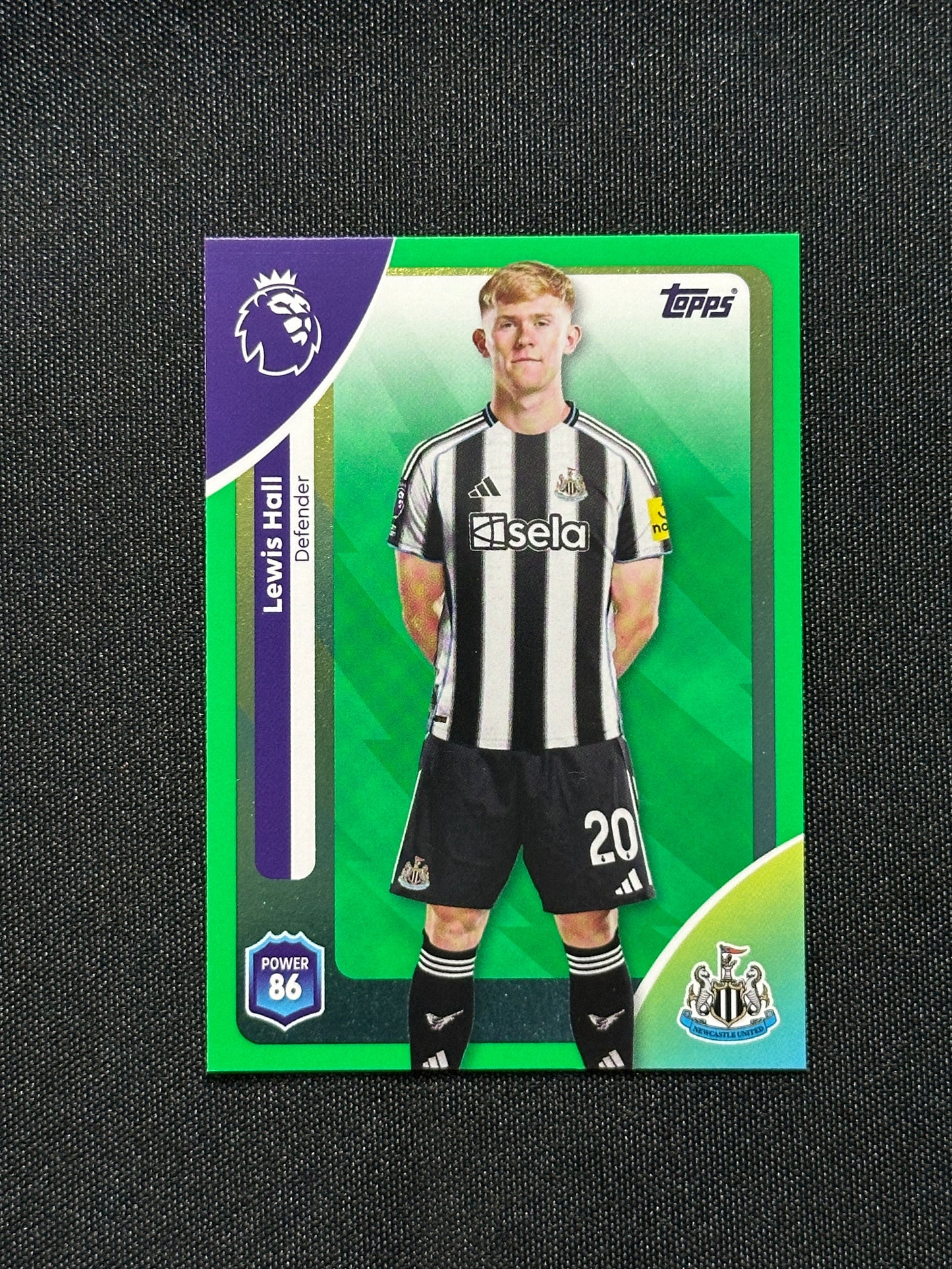 Lewis Hall Green Parallel Base - Topps Premier League 2026
