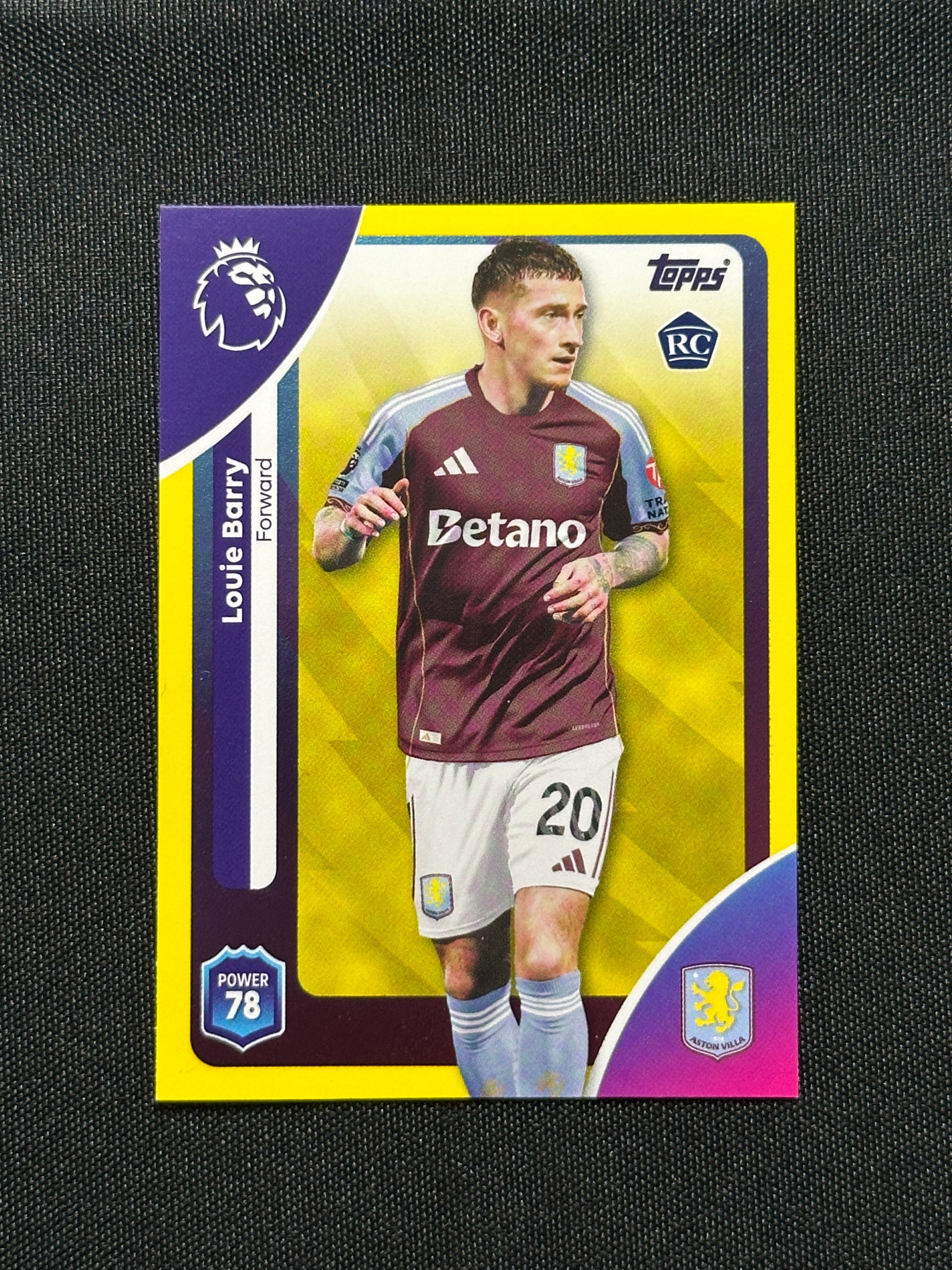 Louie Barry Yellow Parallel Base - Topps Premier League 2026