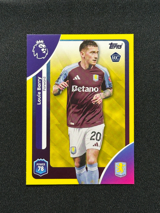 Louie Barry Yellow Parallel Base - Topps Premier League 2026