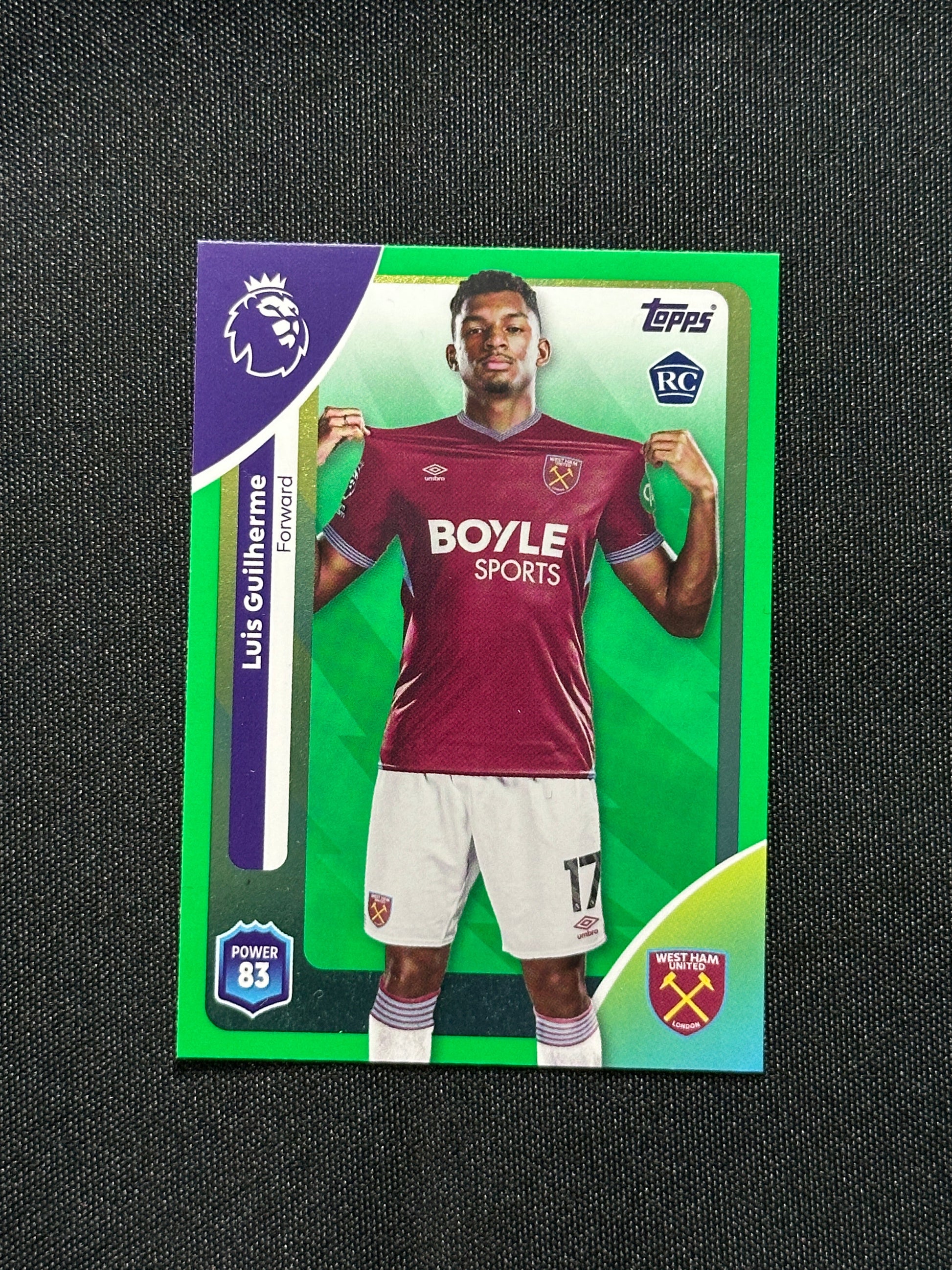 Luis Guilherme Green Parallel Base - Topps Premier League 2026