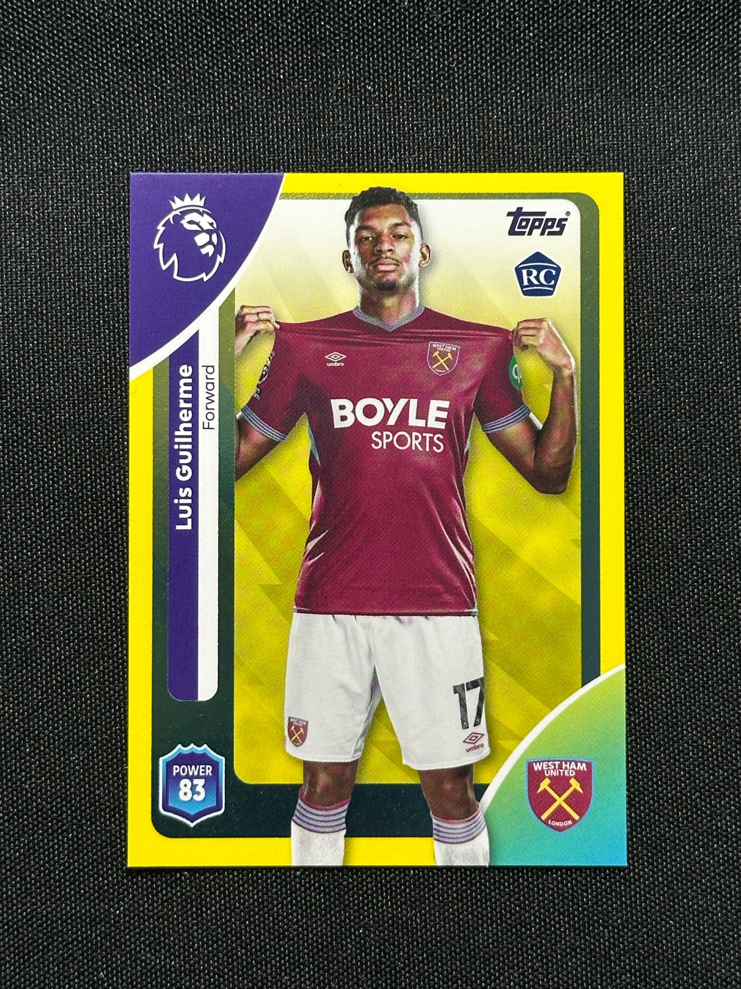 Luis Guilherme Yellow Parallel Base - Topps Premier League 2026