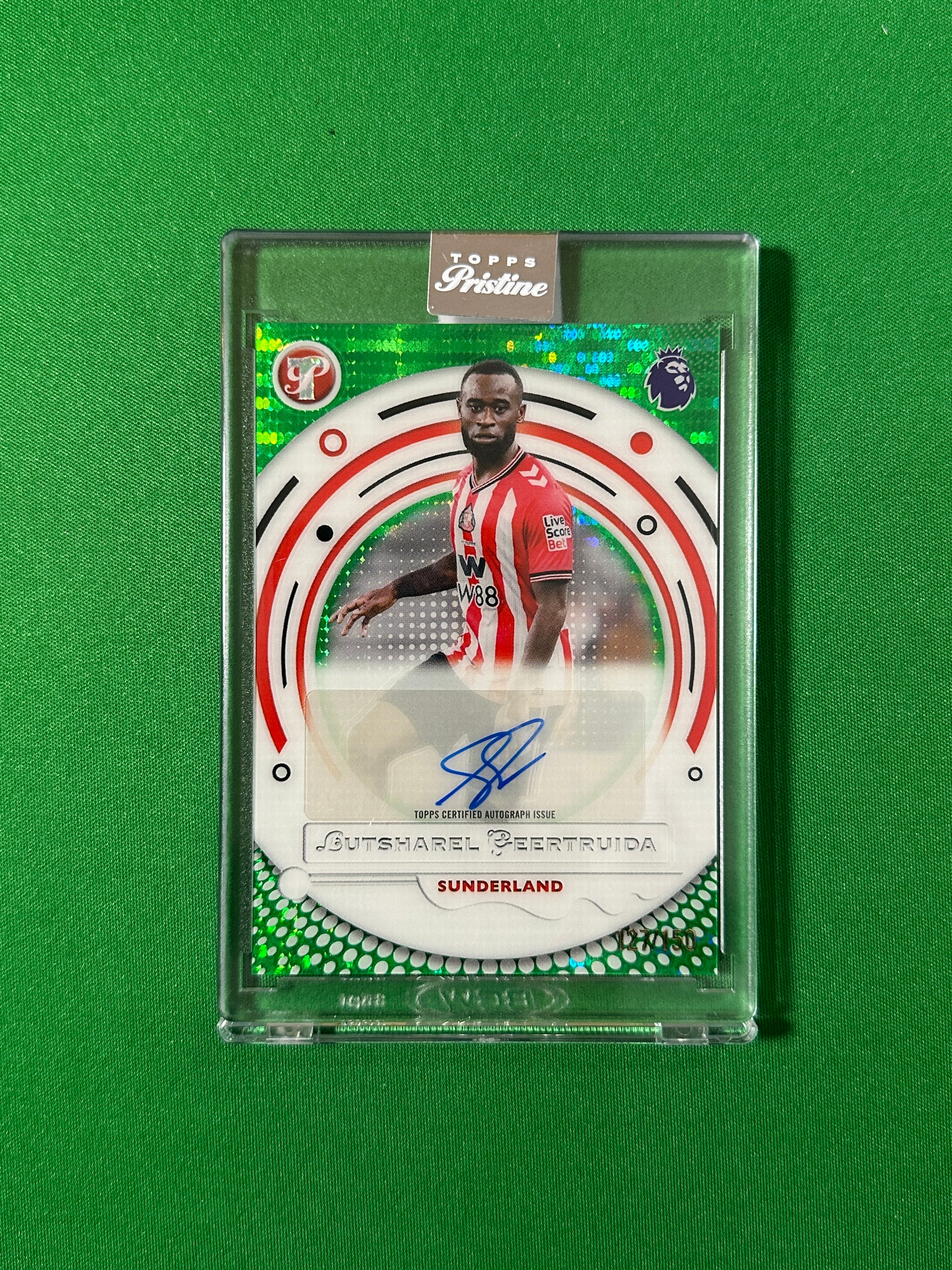 Lutsharel Geertruida Autograph 127/150 Sunderland Topps PL Pristine 2025/26 football card