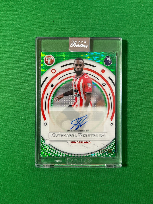 Lutsharel Geertruida Autograph 127/150 Sunderland Topps PL Pristine 2025/26 football card