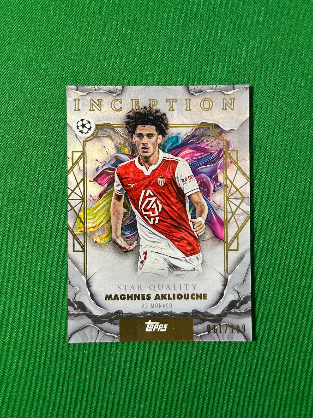 Maghnes Akliouche Parallel 011/199 AS Monaco Topps PL Inception 2025/26 football card