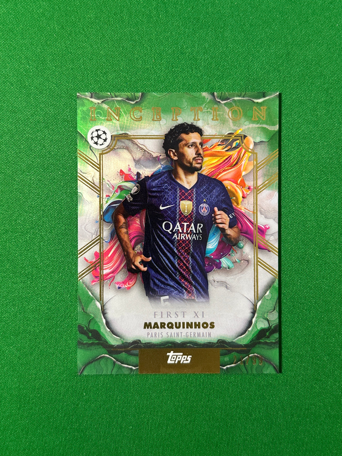 Marquinhos Parallel 21/99 Paris Saint-Germain Topps PL Inception 2025/26 football card