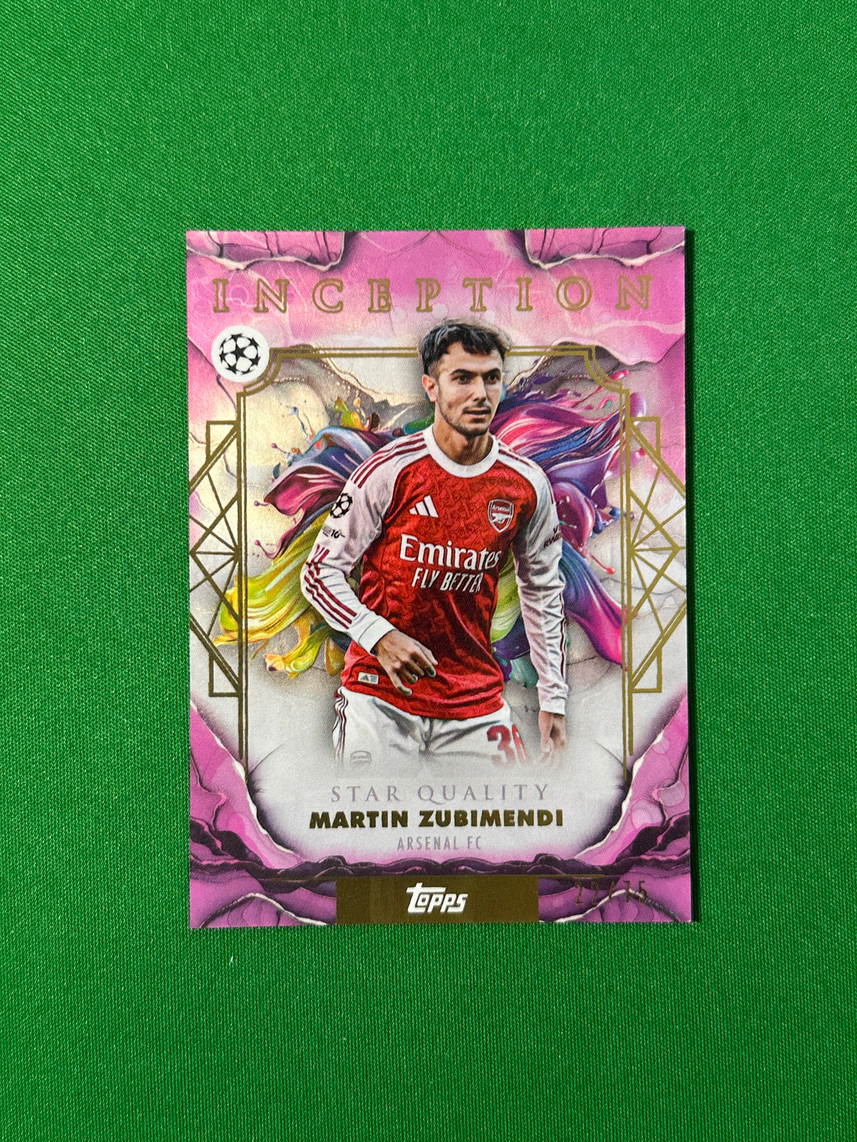 Martin Zubimendi Parallel 22/75 Arsenal FC Topps PL Inception 2025/26 football card