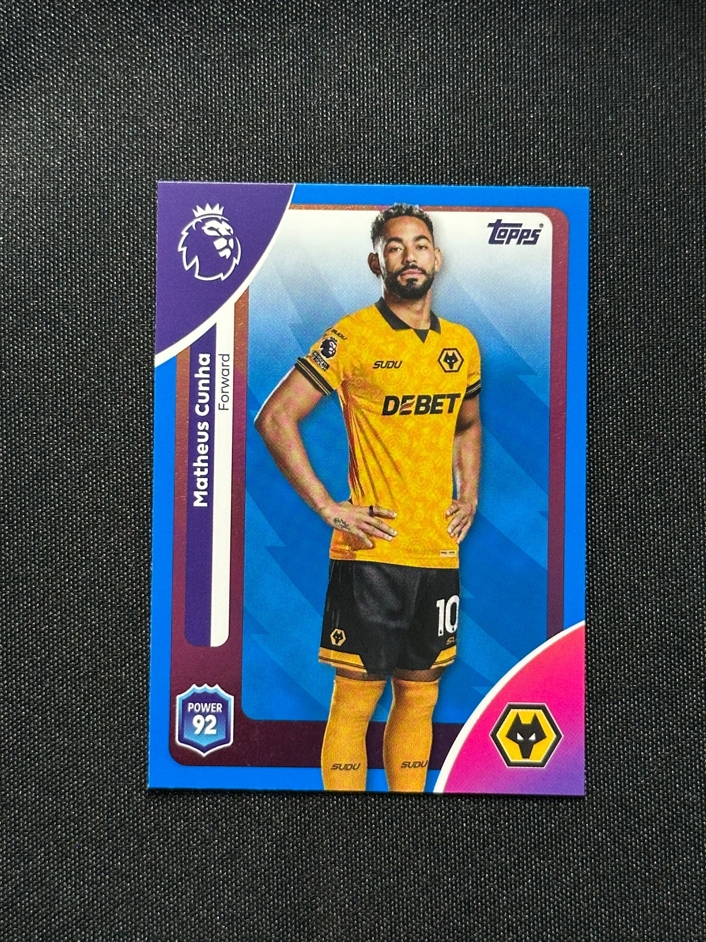 Matheus Cunha Blue Parallel Base - Topps Premier League 2026