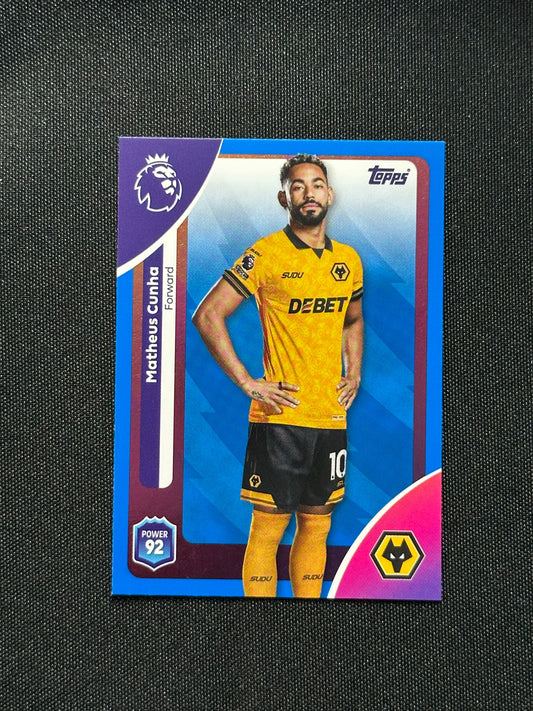 Matheus Cunha Blue Parallel Base - Topps Premier League 2026