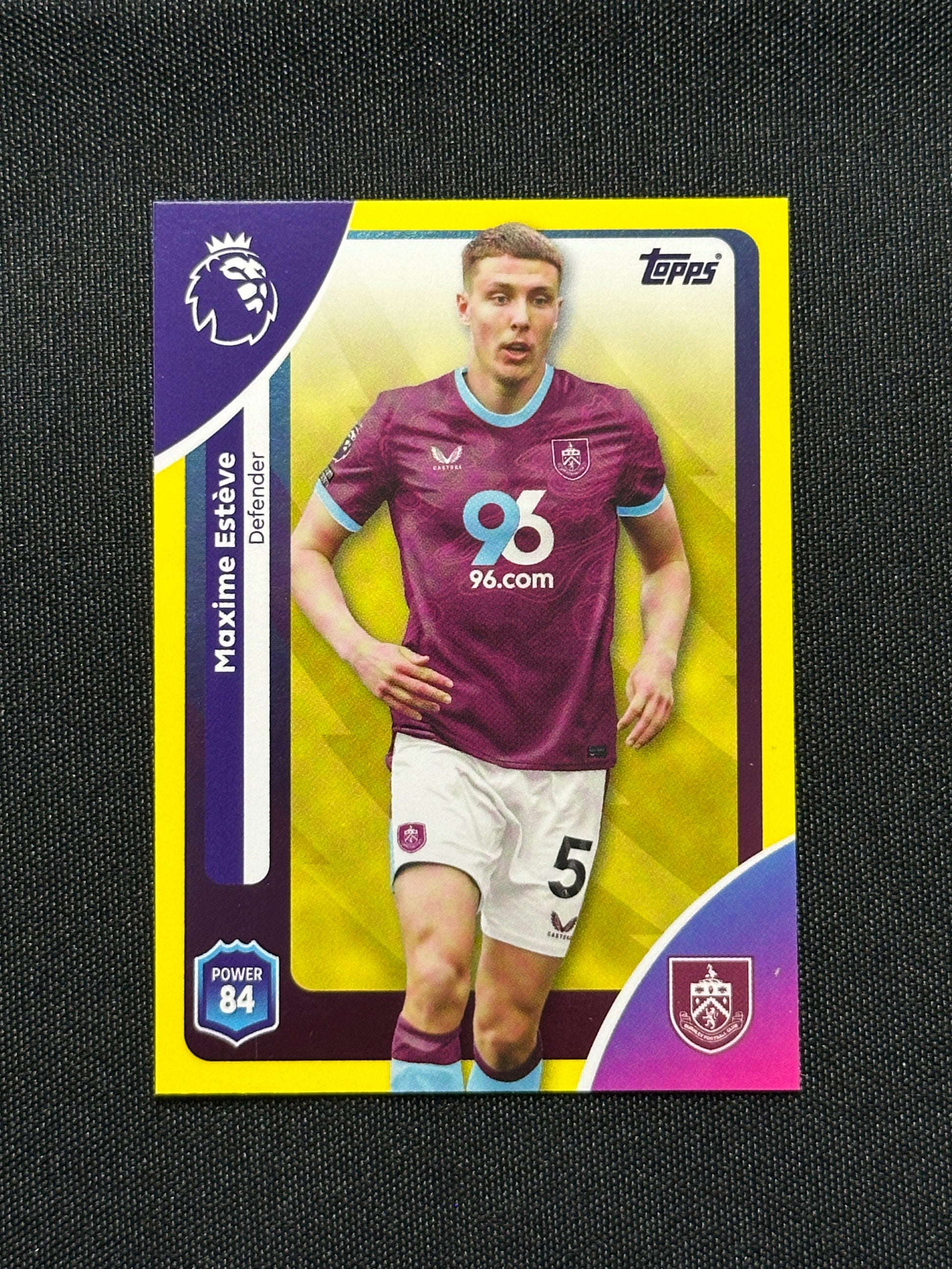 Maxime Esteve Yellow Parallel Base - Topps Premier League 2026