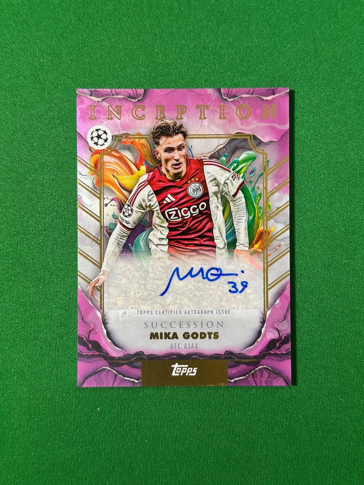 Mika Godts Autograph 73/75 AFC Ajax Topps PL Inception 2025/26 football card