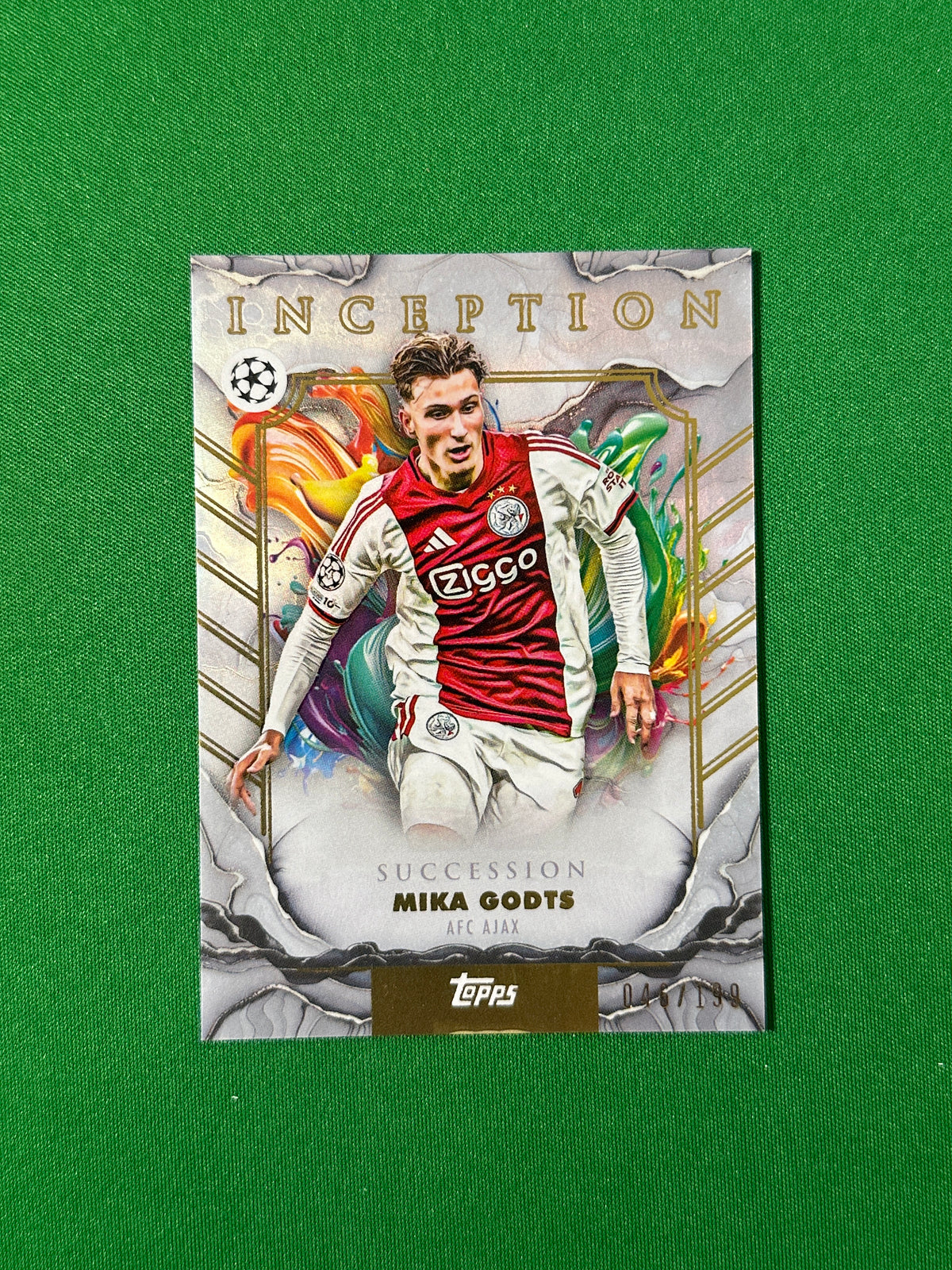 Mika Godts Parallel 046/199 AFC Ajax Topps PL Inception 2025/26 football card